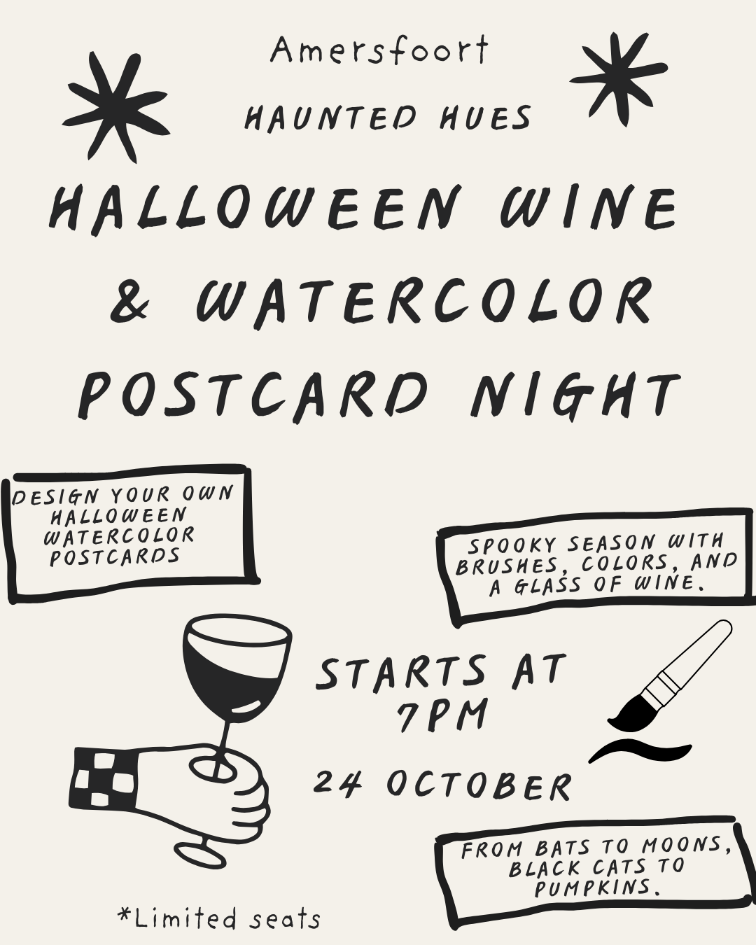 Haunted Hues: Halloween Wine & Watercolor Night Workshop-24 Oct 2025