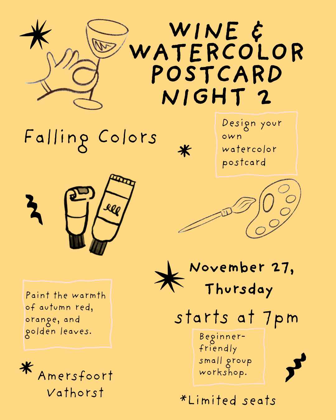 Falling Colors: Autumn Wine and Watercolor Night Workshop-27 Nov 2025