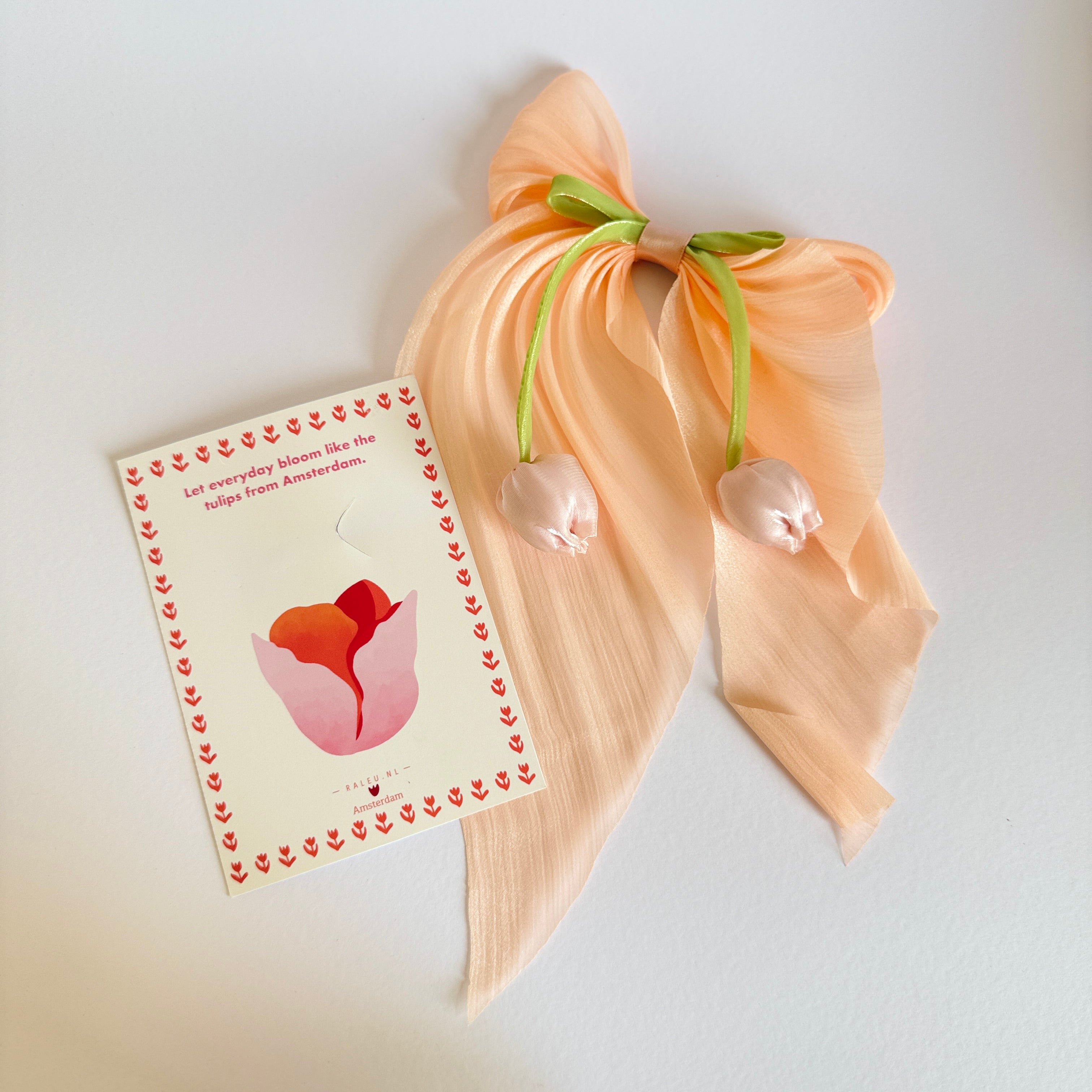 Amsterdam's Tulip Hair Bow with Raleu Watercolor Card