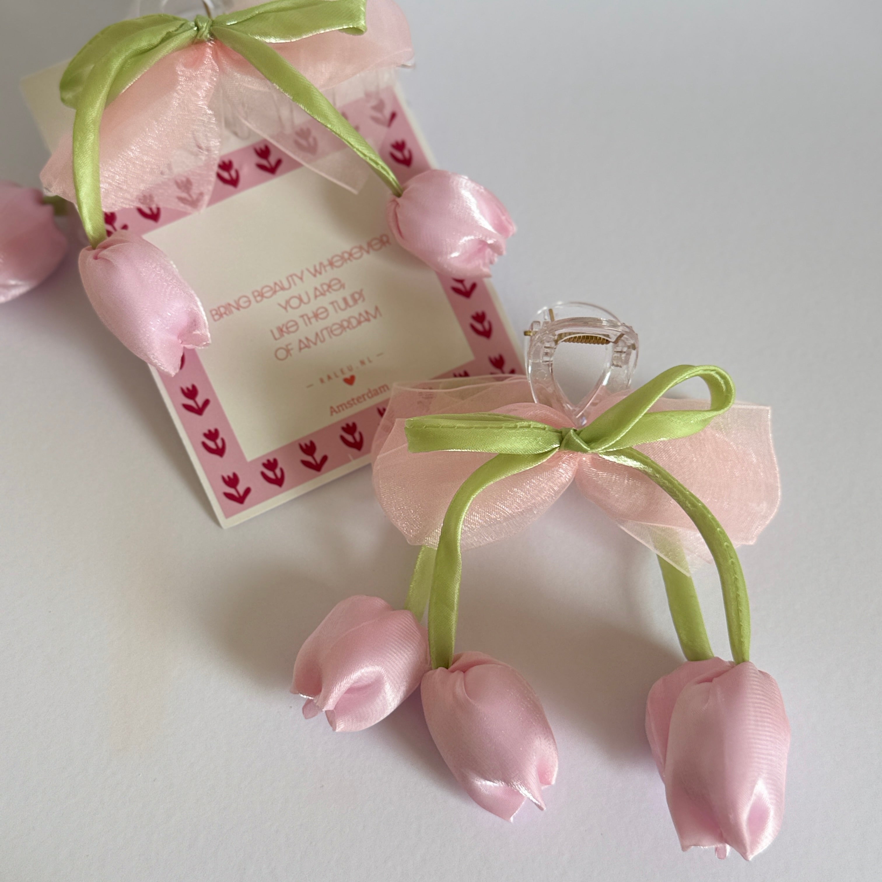 Amsterdam's Tulip Hair Bow Clips with Raleu Watercolor Card