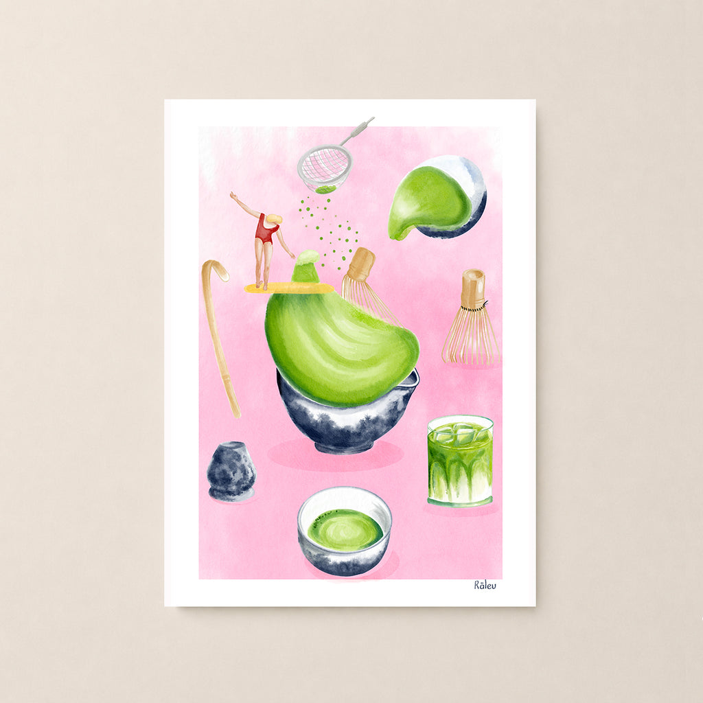 Matcha Watercolor Art Print