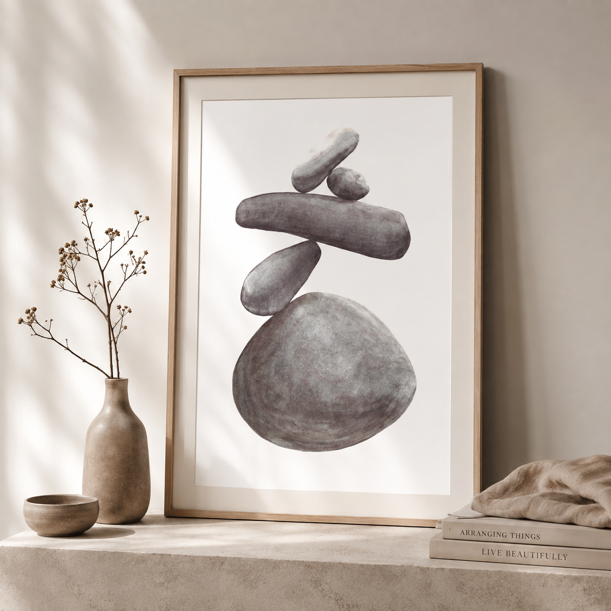 Stay Balanced Pebble Poster