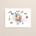 Watercolor Pizza Poster Kitchen Wall Art