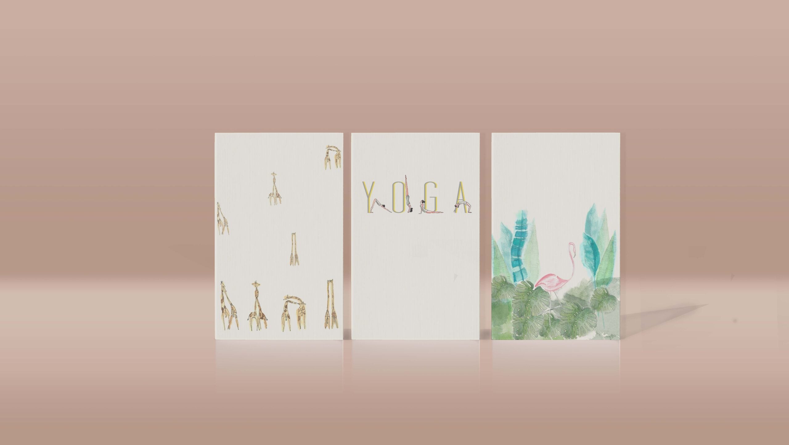Yoga-Lover Giraffes-Flamingo Notebook Set