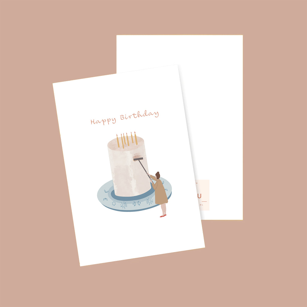 Birthday Card with Cake Illustration