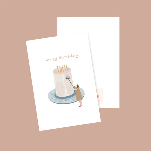 Birthday Card with Cake Illustration