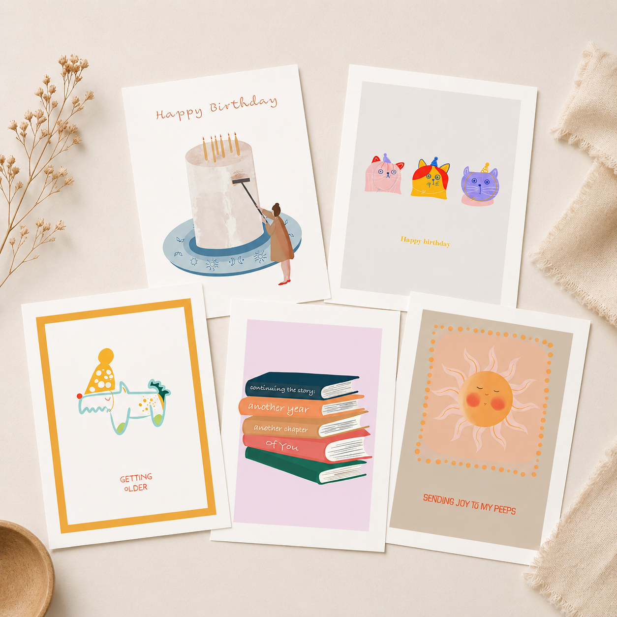 Birthday Postcards Set