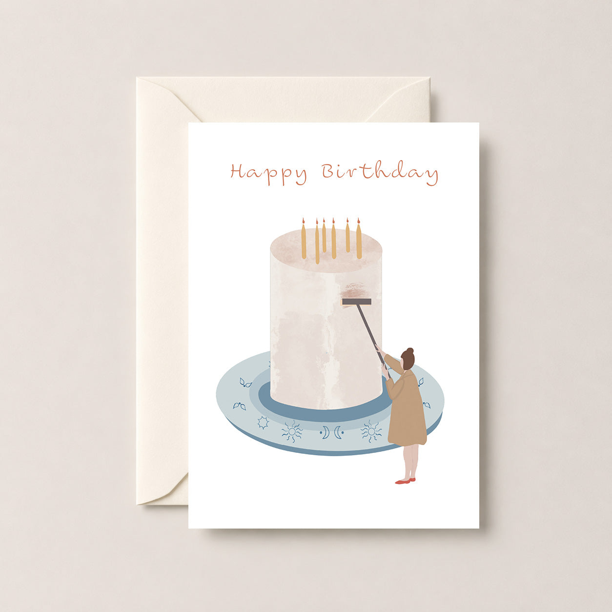 Birthday Card with Cake Illustration