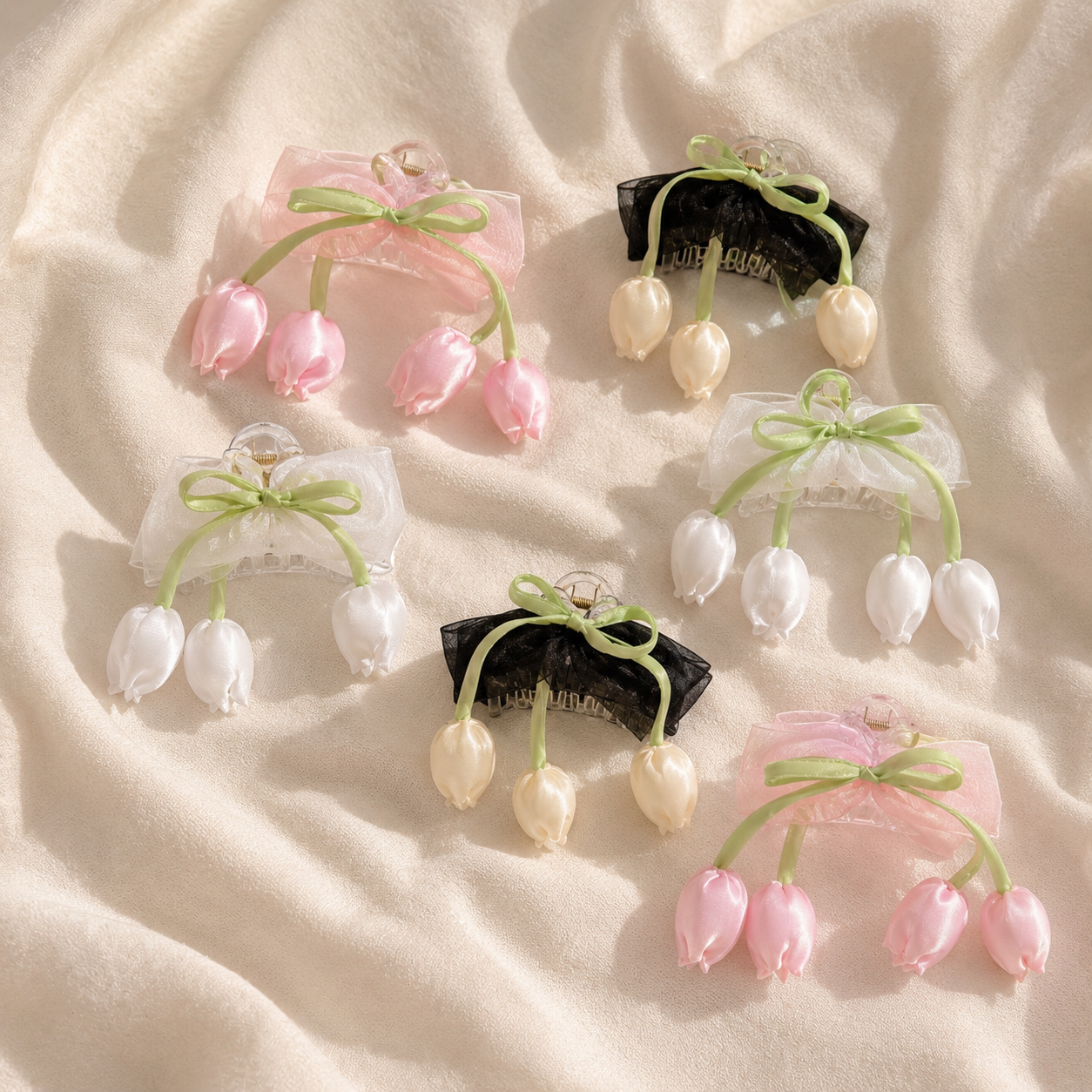 Amsterdam's Tulip Hair Bow Clips with Raleu Watercolor Card