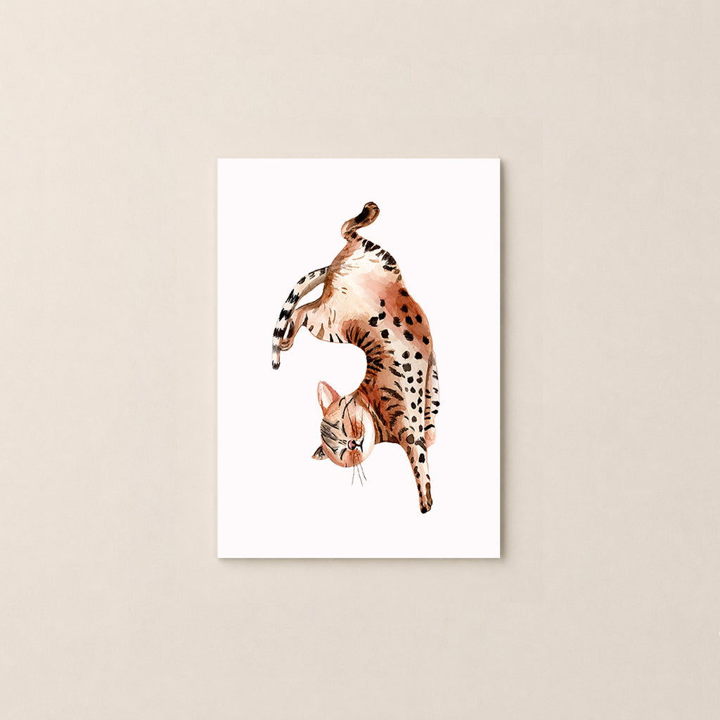 Blissful Leap Cat Watercolor Art Print
