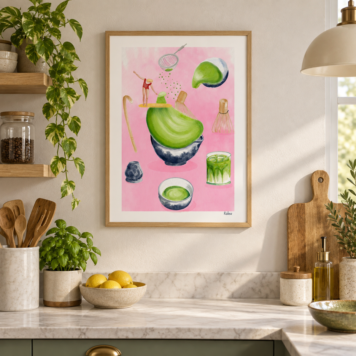 Matcha Watercolor Art Print