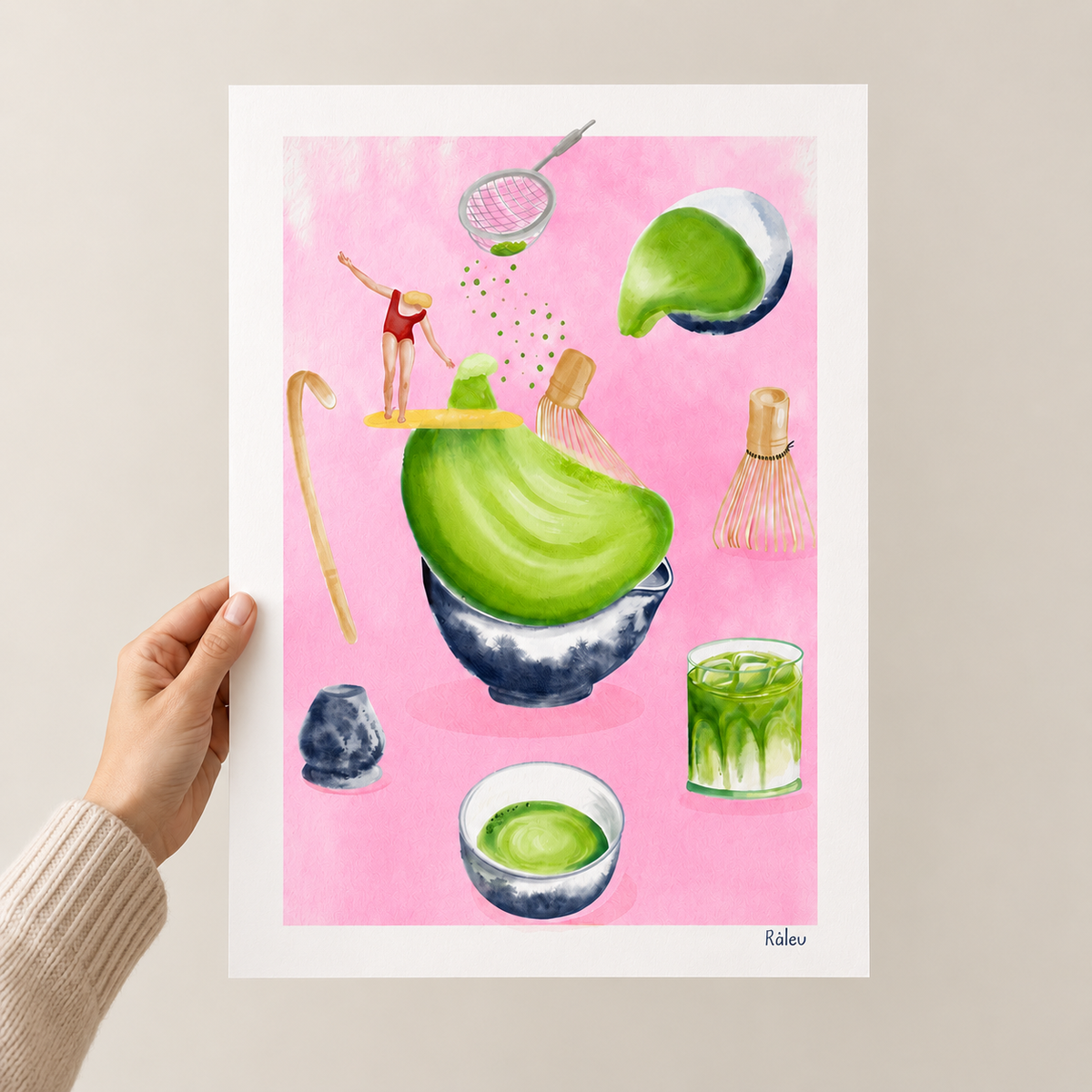 Matcha Watercolor Art Print