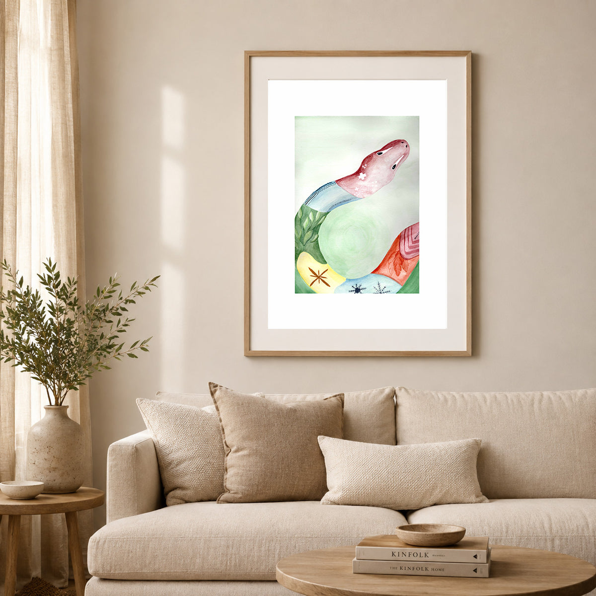 Rainbow Snake Watercolour Art Print