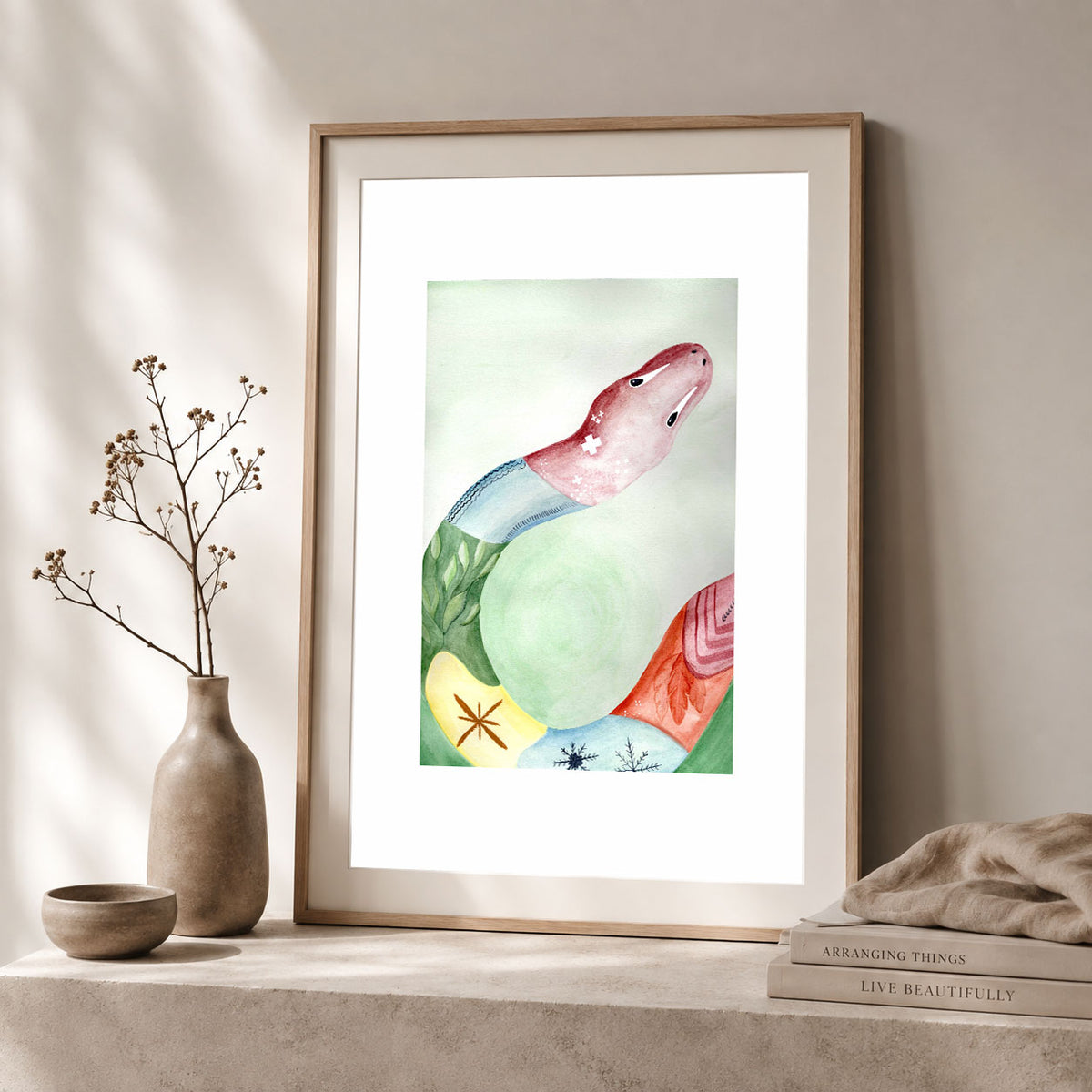 Rainbow Snake Watercolour Art Print