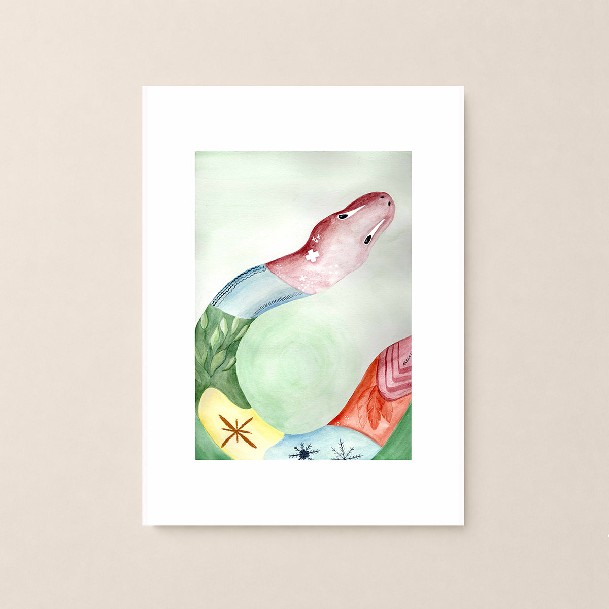 Rainbow Snake Watercolour Art Print